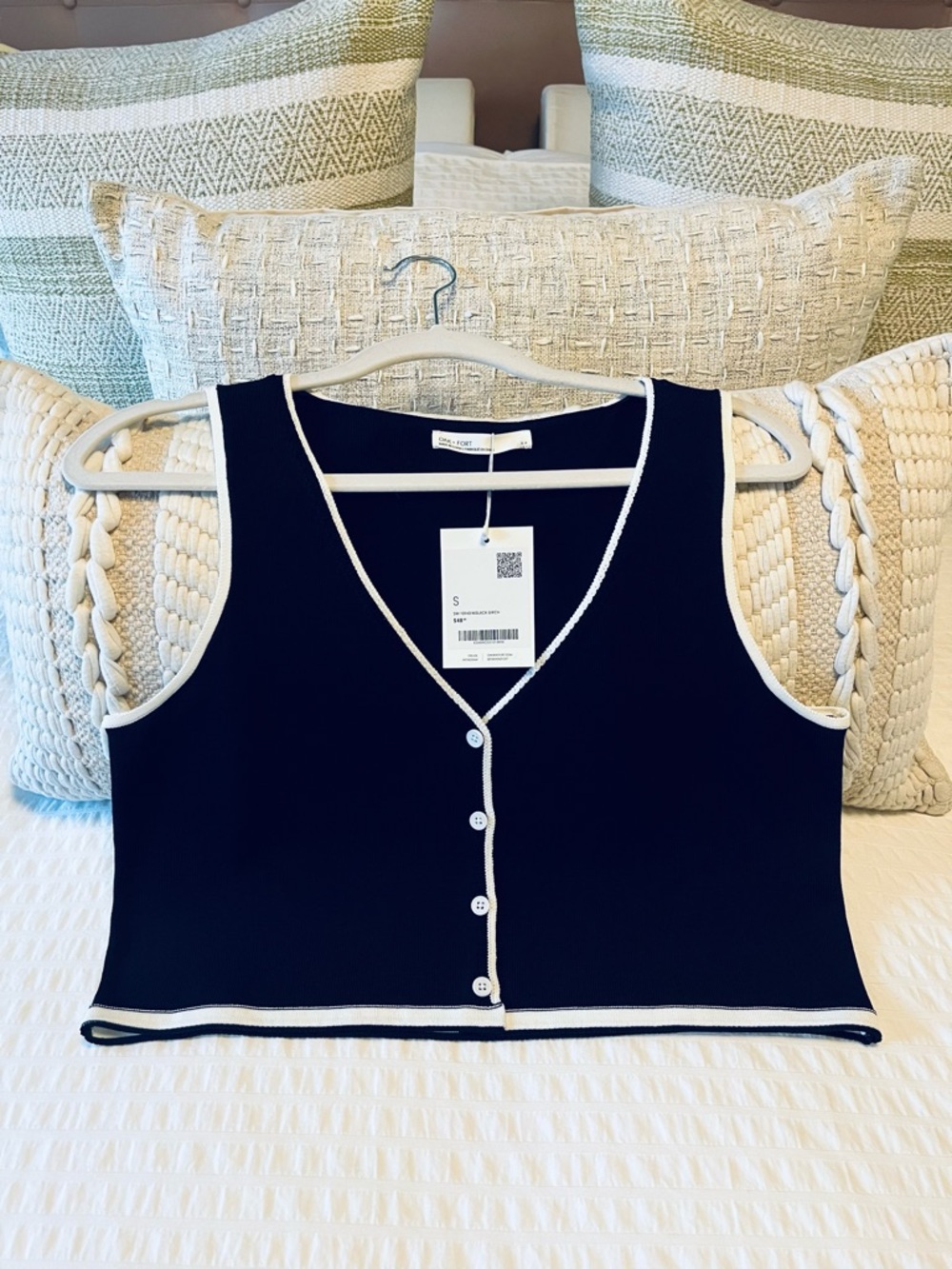 🖤Oak + Fort Black V-Neck Sweater Vest/ Button Front Tank (NWT), Size S